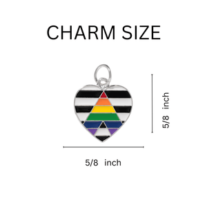 Straight Ally LGBTQ Pride Heart Charms - The Awareness Company