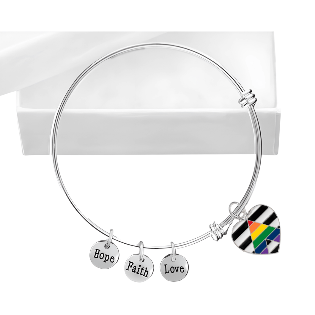 Straight Ally LGBTQ Pride Heart Retractable Charm Bracelets - The Awareness Company