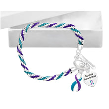 Load image into Gallery viewer, Teal &amp; Purple Ribbon Suicide Awareness Charm Bracelets