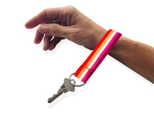 Load image into Gallery viewer, Sunset Lesbian Flag Lanyard Style Keychains - The Awareness Company