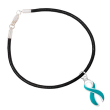 Load image into Gallery viewer, Teal Ribbon Leather Cord Bracelets - The Awareness Company