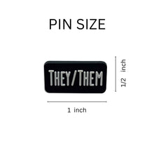 Load image into Gallery viewer, They Them Black Rectangle Pronoun Silicone Pins - The Awareness Company