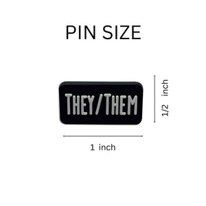 They Them Black Rectangle Pronoun Silicone Pins - The Awareness Company