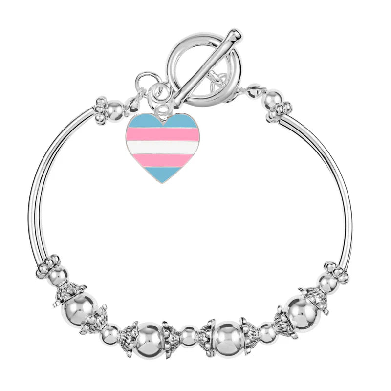 Transgender Heart Flag Partial Beaded Bracelets - The Awareness Company