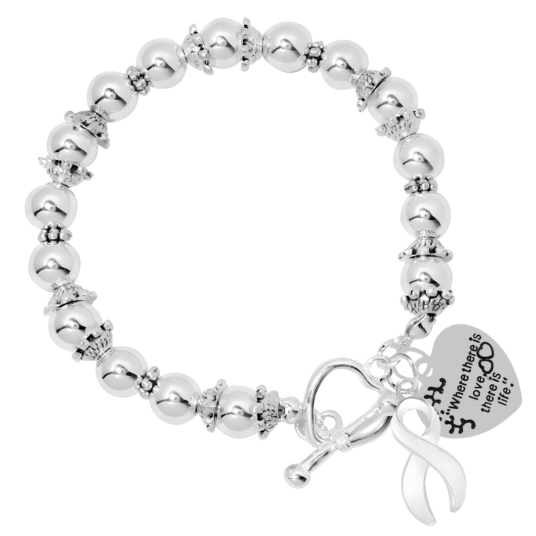 Where There is Love White Ribbon Bracelets - The Awareness Company