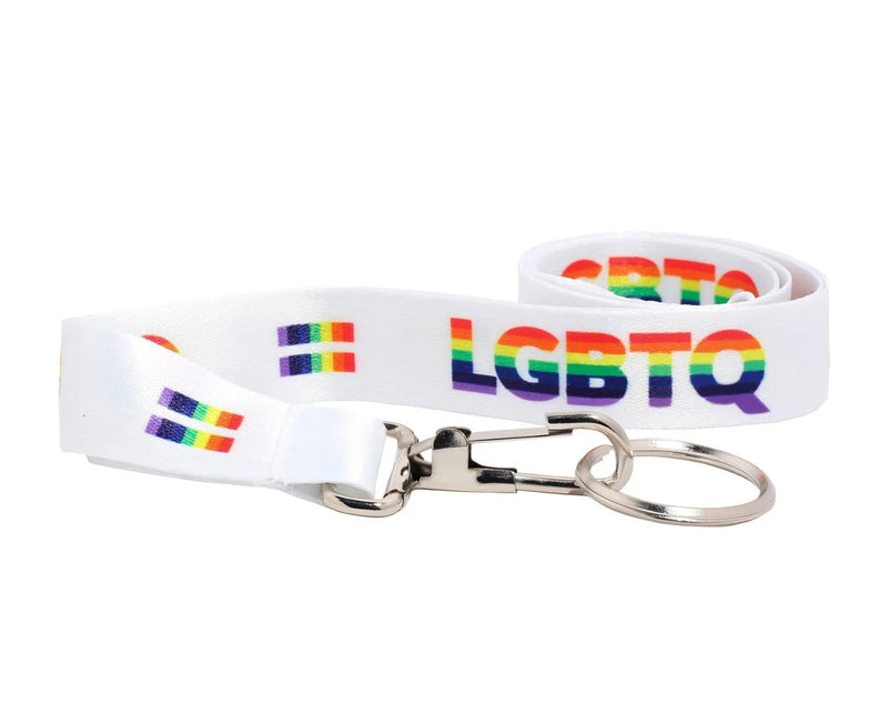 White LGBTQ Rainbow Pride Lanyards