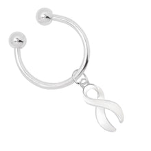 Load image into Gallery viewer, White Ribbon Awareness Horseshoe Key Chains - The Awareness Company