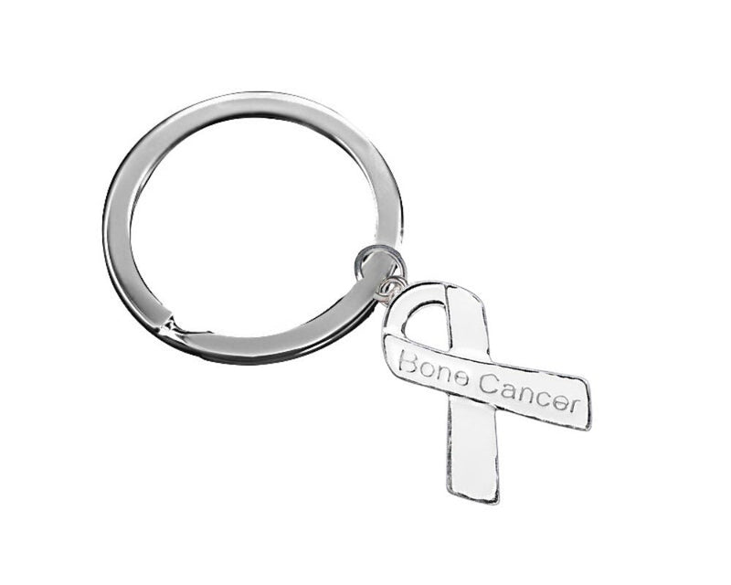 White Ribbon Bone Cancer Awareness Split Style Key Chains - The Awareness Company