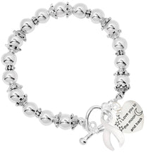 Load image into Gallery viewer, White Ribbon To The Moon And Back Awareness Beaded Bracelets - The Awareness Company