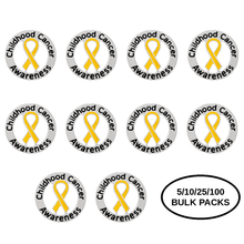 Load image into Gallery viewer, Bulk Pack Childhood Cancer Awareness Ribbon Pins - The Awareness Company