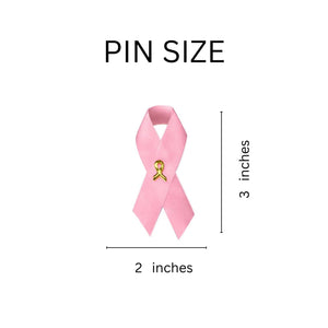 100 Pack of Satin Pink Ribbon Breast Cancer Pins - The Awareness Company