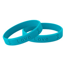 Load image into Gallery viewer, Teal Silicone Bracelets for Kids for Ovarian Cancer, PTSD, Rape - The Awareness Company