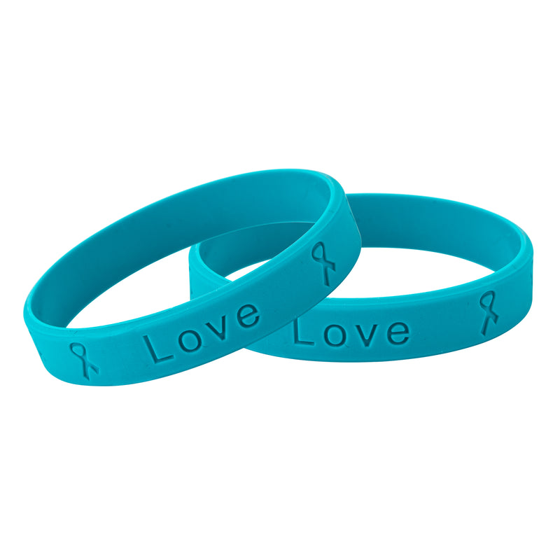 Teal Silicone Bracelets for Kids for Ovarian Cancer, PTSD, Rape - The Awareness Company