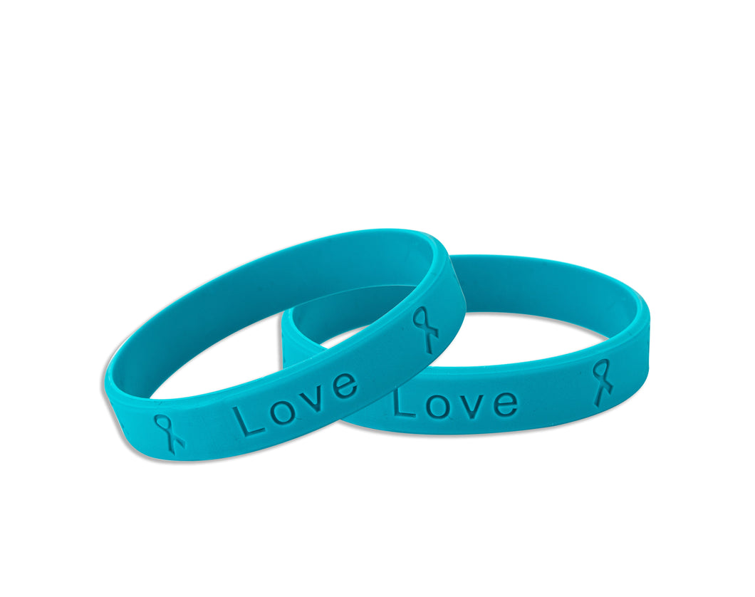 Teal Silicone Bracelets for Ovarian Cancer, PTSD, Rape , Teal Wristbands - The Awareness Company
