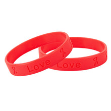 Load image into Gallery viewer, Red Silicone Bracelets for AIDS, HIV, Red Ribbon Week, Drug/Alcohol Prevention - The Awareness Company