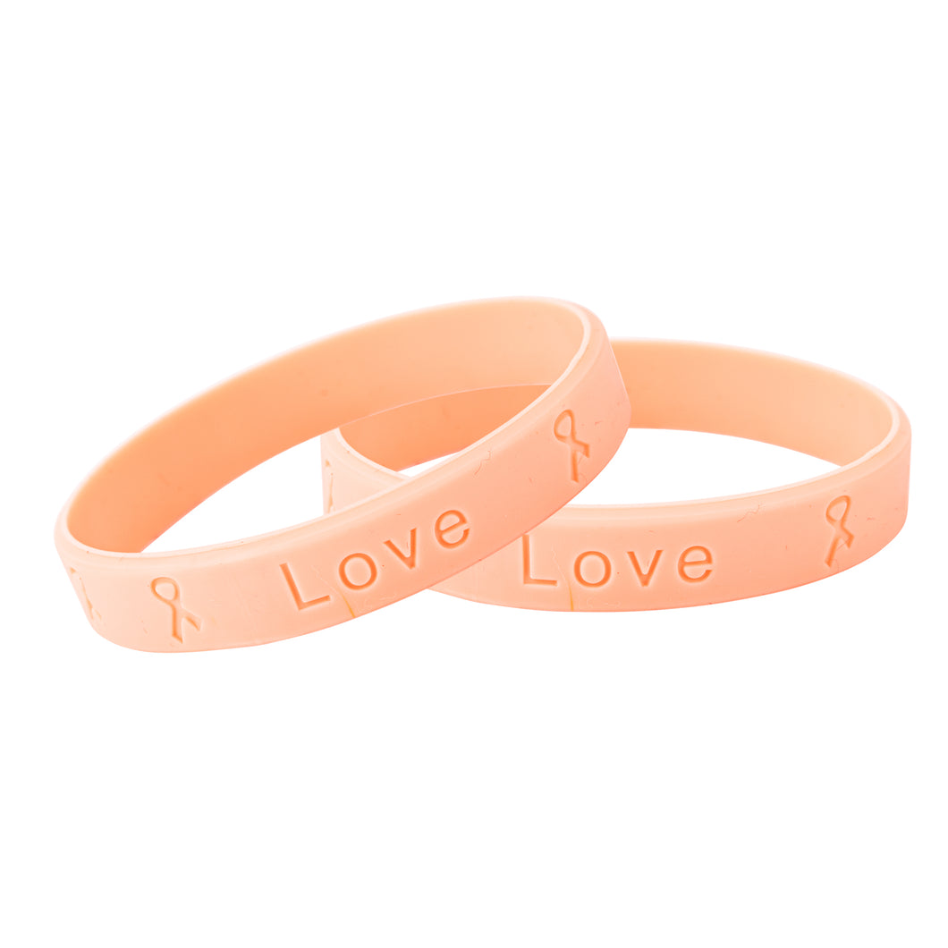 Peach Silicone Bracelets for Uterine Cancer - The Awareness Company