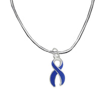 Load image into Gallery viewer, Bulk Large Size Dark Blue Ribbon Awareness Necklaces - The Awareness Company