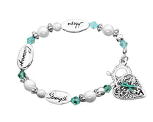 Load image into Gallery viewer, Pieces Hope Strength Teal Ribbon Bracelets - The Awareness Company