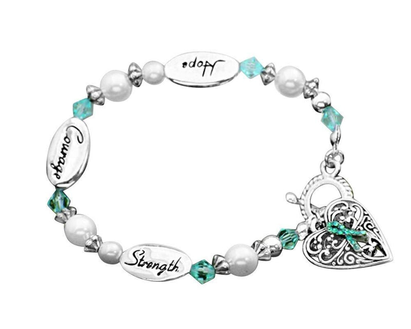 Pieces Hope Strength Teal Ribbon Bracelets - The Awareness Company