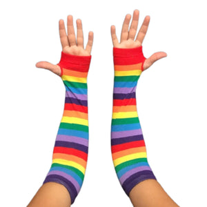 Rainbow Fingerless Elbow Length Gloves