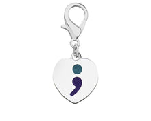 Load image into Gallery viewer, Semicolon Suicide Prevention Awareness Heart Hanging Charms - The Awareness Company