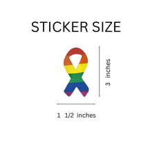 Load image into Gallery viewer, 250 Large Rainbow Ribbon Stickers (250 per Roll) - The Awareness Company
