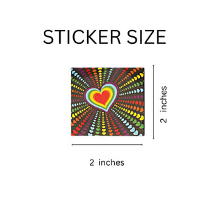 250 Multi Heart Rainbow Stickers (250 per Roll) - The Awareness Company