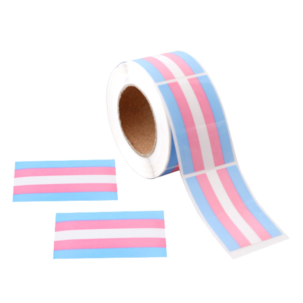250 Rectangle Transgender Pride Stickers (250 per Roll) - The Awareness Company