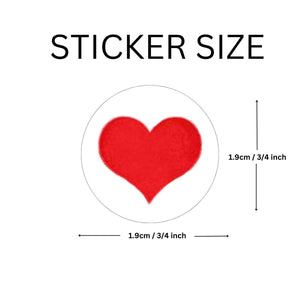  Round Red Heart Stickers - The Awareness Company