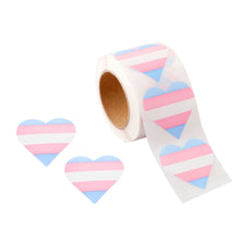 Load image into Gallery viewer, 250 Transgender Heart Shaped Stickers (250 per Roll) - The Awareness Company