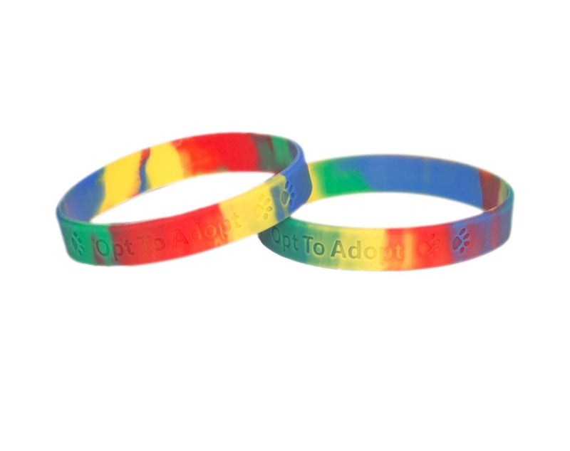 Rainbow Opt To Adopt Silicone Bracelets, Wristbands - The Awareness Company