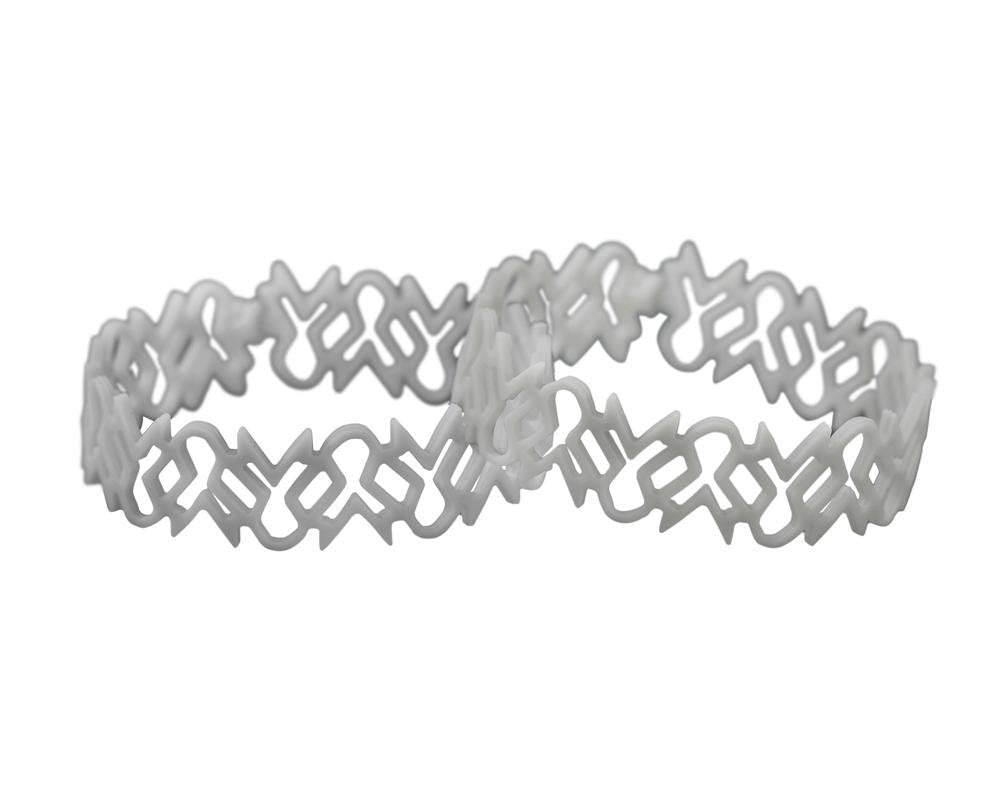 Gray Ribbon Shaped Silicone Bracelets for Brain Cancer, Juvenile Diabetes - The Awareness Company