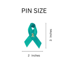 Load image into Gallery viewer, Satin Teal Ribbon Awareness Pins - The Awareness Company