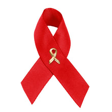 Load image into Gallery viewer, Satin Red Ribbon Awareness Pins - The Awareness Company