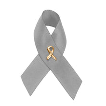 Load image into Gallery viewer, Gray Satin Ribbon Awareness Pins - The Awareness Company