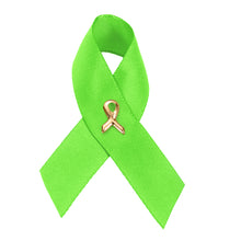 Load image into Gallery viewer, Satin Lime Green Awareness Ribbon Pins - The Awareness Company