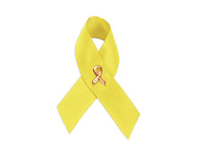 Load image into Gallery viewer, Bulk Satin Yellow Ribbon Awareness Pins Wholesale, Missing Children - The Awareness Company