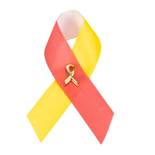 Load image into Gallery viewer, Satin Red and Yellow Awareness Ribbon Pins Bulk - The Awareness Company