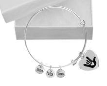 Load image into Gallery viewer, Deaf I Love You Sign Language Symbol Retractable Heart Charm Bracelets - The Awareness Company