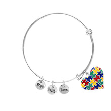 Load image into Gallery viewer, Bulk Colored Puzzle Heart Autism Retractable Bracelets - The Awareness Company