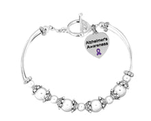 Load image into Gallery viewer, Bulk Alzheimer&#39;s Purple Ribbon Partial Beaded Bracelets - The Awareness Company