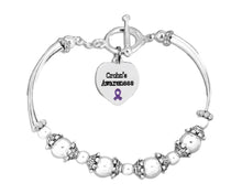 Load image into Gallery viewer, Bulk Crohn&#39;s Disease Purple Ribbon Partial Beaded Bracelets - The Awareness Company