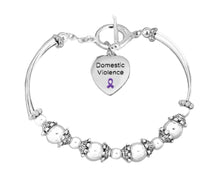 Load image into Gallery viewer, Bulk Domestic Violence Purple Ribbon Partial Beaded Bracelets - The Awareness Company