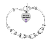 Load image into Gallery viewer, Bulk Epilepsy Purple Ribbon Partial Beaded Bracelets - The Awareness Company