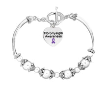 Load image into Gallery viewer, Bulk Fibromyalgia Purple Ribbon Partial Beaded Bracelets - The Awareness Company