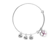 Load image into Gallery viewer, Bulk Breast Cancer Awareness Pink Ribbon Retractable Charm Bracelets
