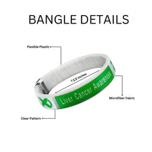 Load image into Gallery viewer, Bulk Liver Cancer Green Ribbon Bangle Bracelets - The Awareness Company