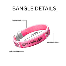 Load image into Gallery viewer, Hope, Faith, Love Pink Ribbon Bangle Bracelets - The Awareness Company