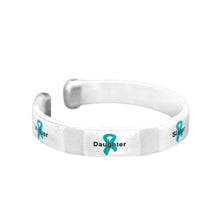 Load image into Gallery viewer, Bulk Teal Ribbon Mother Daughter Ovarian Cancer Bangle Bracelets - The Awareness Company