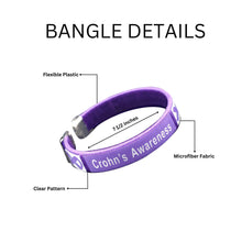 Load image into Gallery viewer, Bulk Crohn&#39;s Disease Awareness Purple Ribbon Bangle Bracelets - The Awareness Company